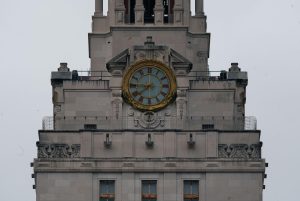 The UT Tower, viewed from the Main Mall, on Feb. 4, 2025.