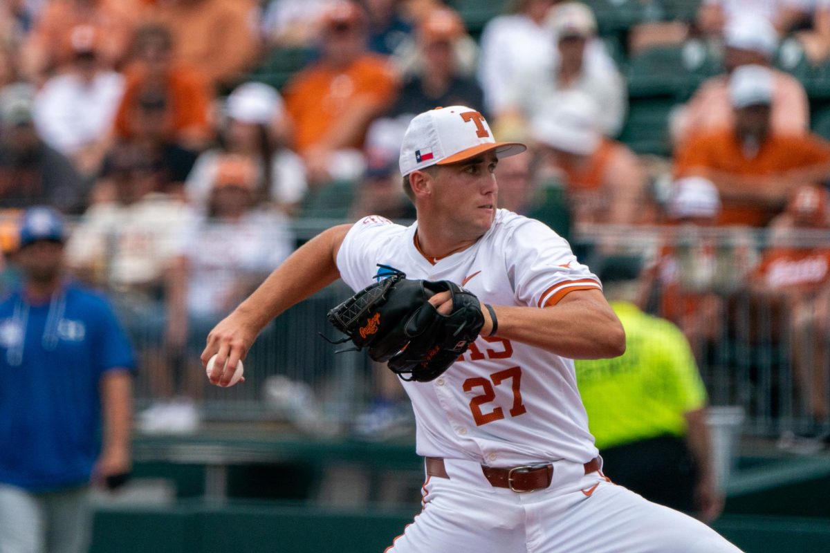 Right handed pitcher Grayson Saunier during Texas' game against HCU on May 30, 2025. 